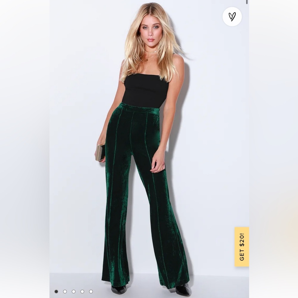 Green velvet pants